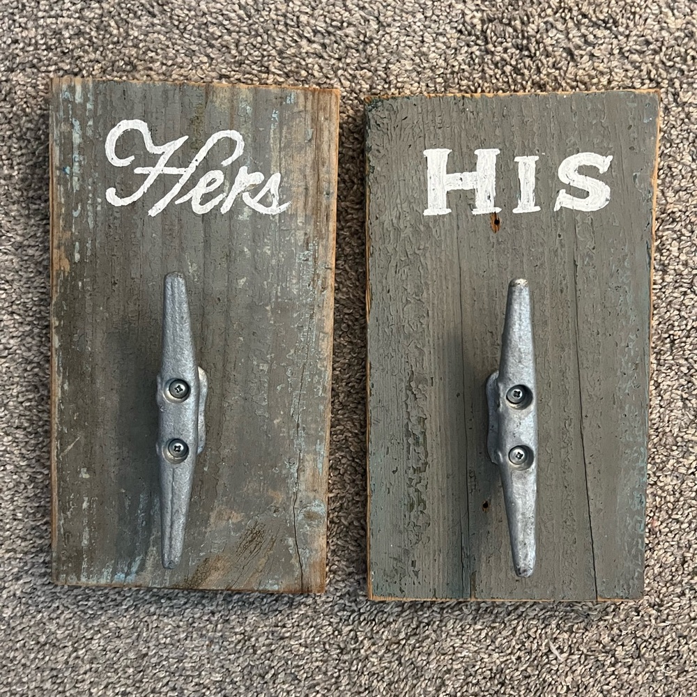 Rustic His and Hers Wall Hooks - Gray and Silver